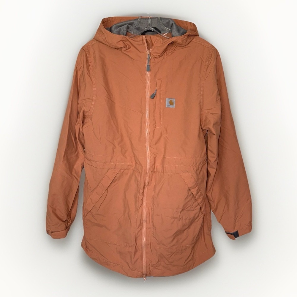 Carhartt Rain Defender Coat Womens XS Orange Hooded Jacket OC4221-W